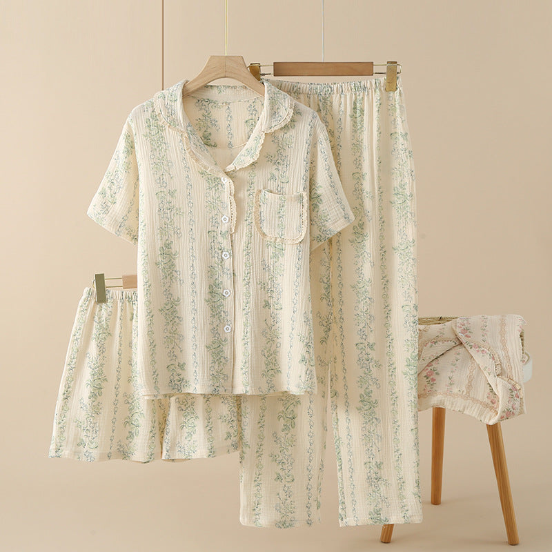 Women's Crepe Cotton Yarn Fashion Three-piece Set