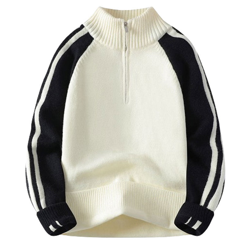 Half Zipped Stand Collar Sweater Men's Autumn
