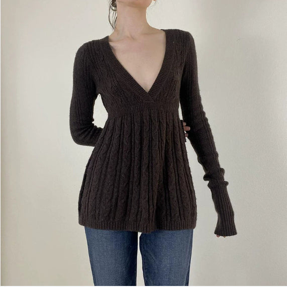 Summer New Fashion Sexy V-neck Leisure Warm Comfortable Sweater Top Women