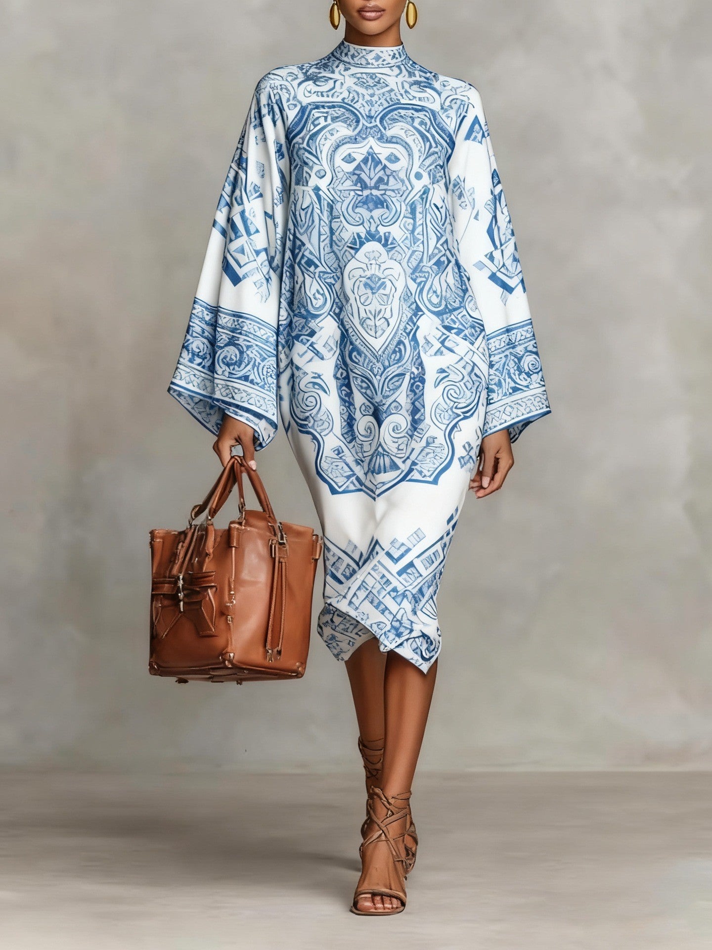 Digital Printing Fresh And Retro Flowy Dress