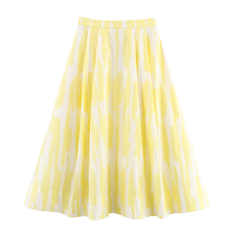 Spring And Summer Square Printing Midi Dress