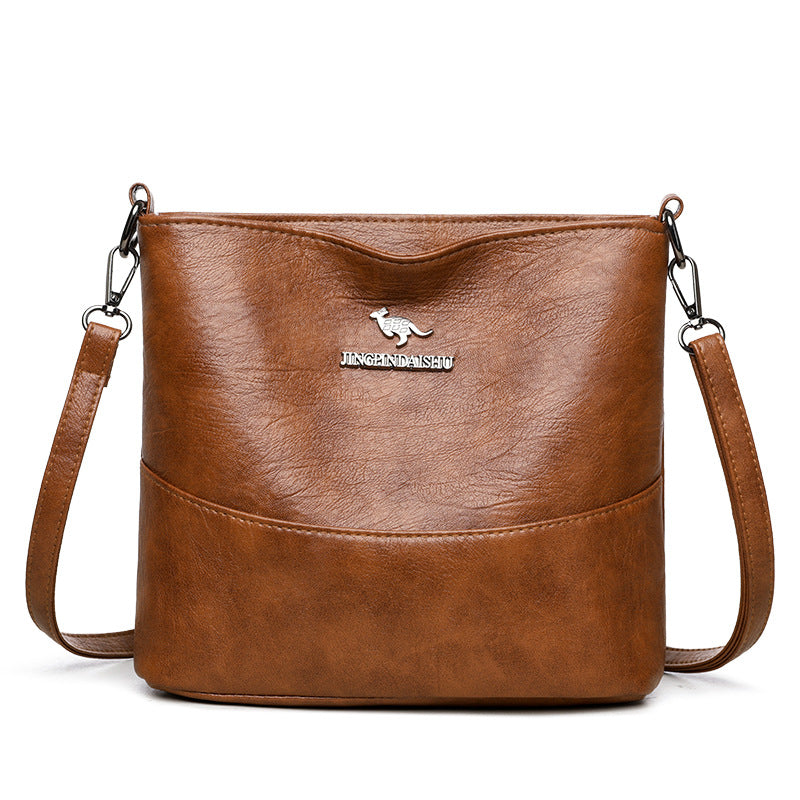 New Stylish Good Texture Soft Leather Wide Strap Crossbody Bag