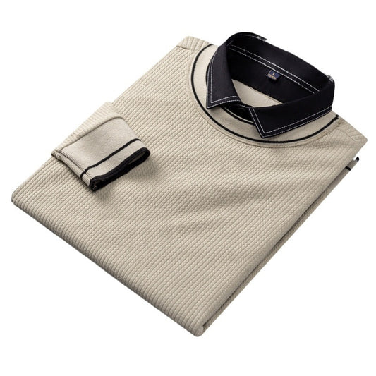 Men's False Two Pieces Velvet Padded Bottoming Shirt