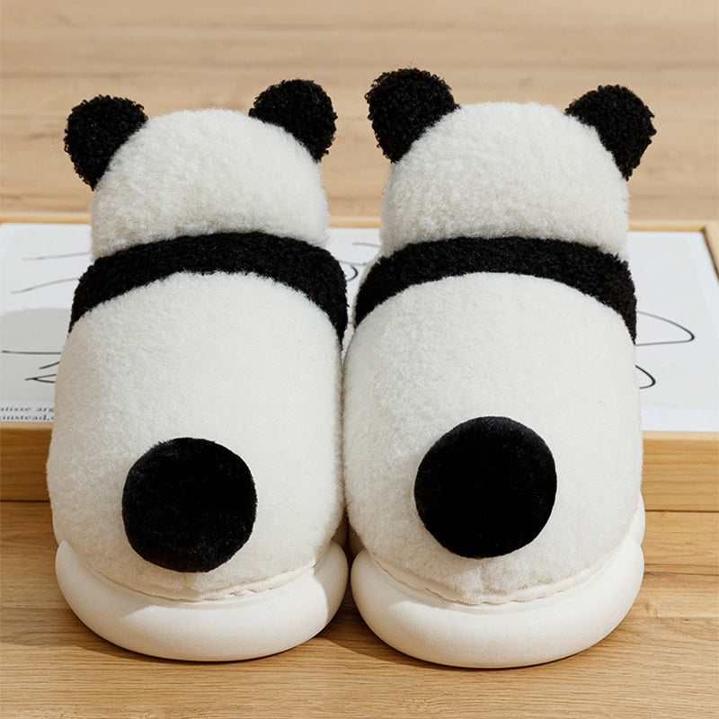 Søde Panda Sko Vinter Plys Hjemmesko Kvinder Varme Tegneserie Haven Hjemmesko Indendørs Tyk Sål Fodtøj Skridsikre Fluffy Hjemmesko