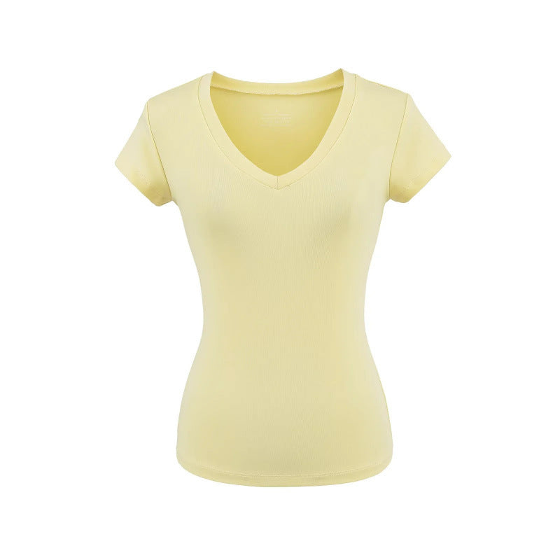 Silk Short-sleeved T-shirt Women's Short Waist-controlled Top