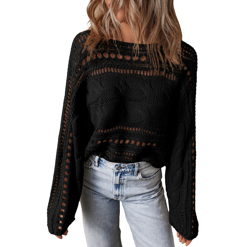 Women's Round Neck Knitted Long-sleeved Pullover