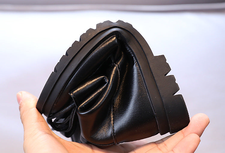 Single Boots All-match British Style Mid-tube Short Boots Medium And Large Children's Boots Children
