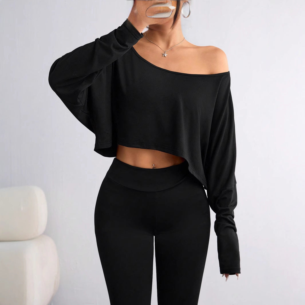 Fashion Off-shoulder Loose Bottoming Top T-shirt Ice Feeling