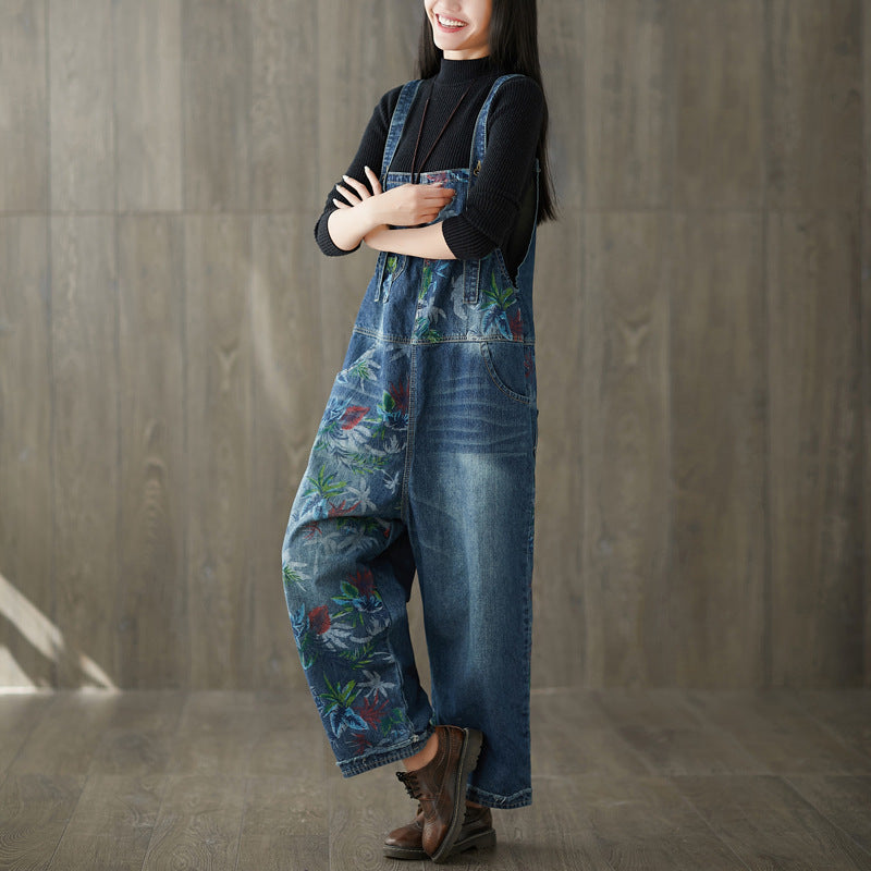 Stitching Printing Jeans Washed And Worn