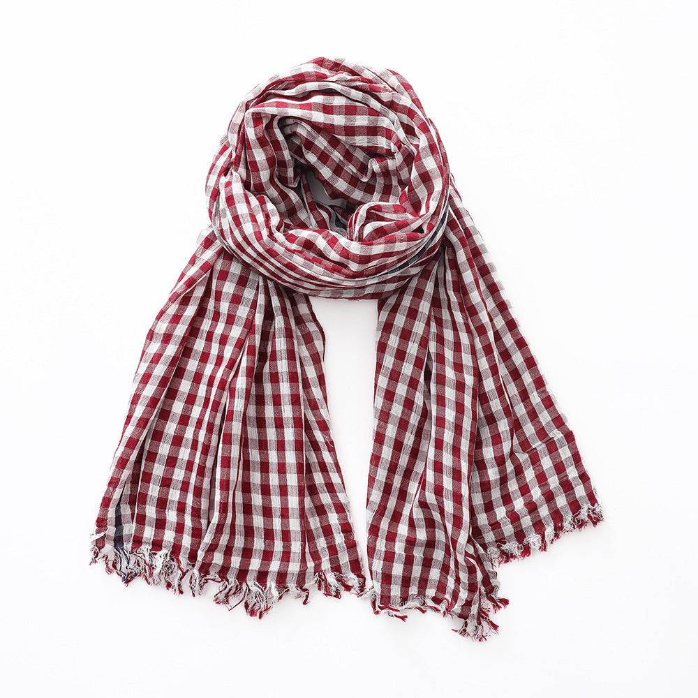 Plaid Scarf Men And Women Cotton Thin
