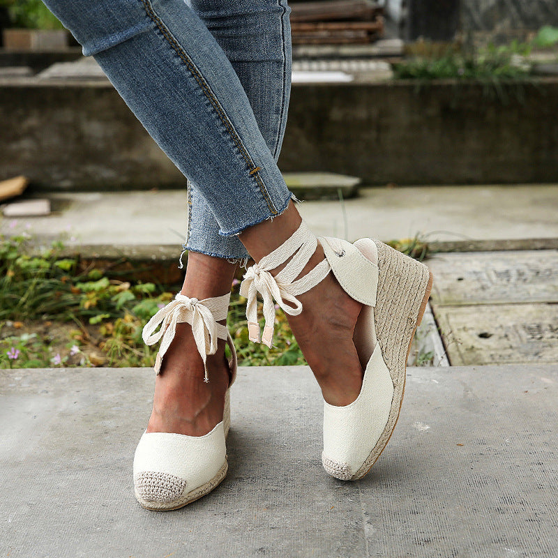 New Large Size Summer Fashion Wedge Heel Front And Back Strap Toe Cap Sandals