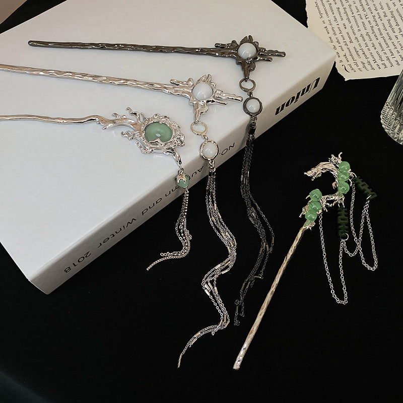 Irregular Pleated Geometric Tassel Hairpin