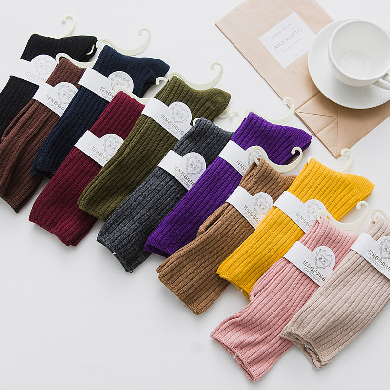 Vintage Forest Vertical Cotton College Style Socks