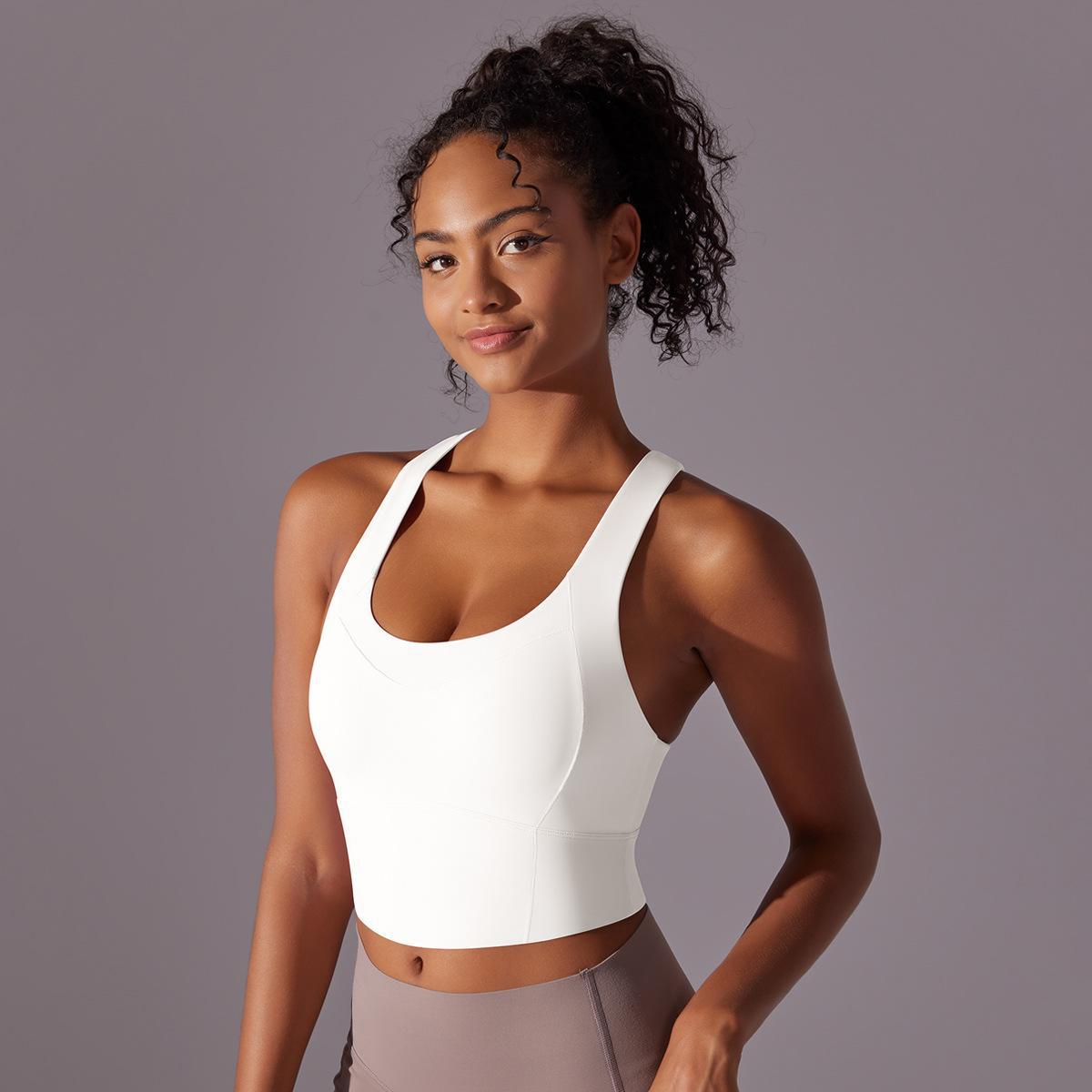 Nude Feel Pure Color Seamless One-piece Cup Vest Cross