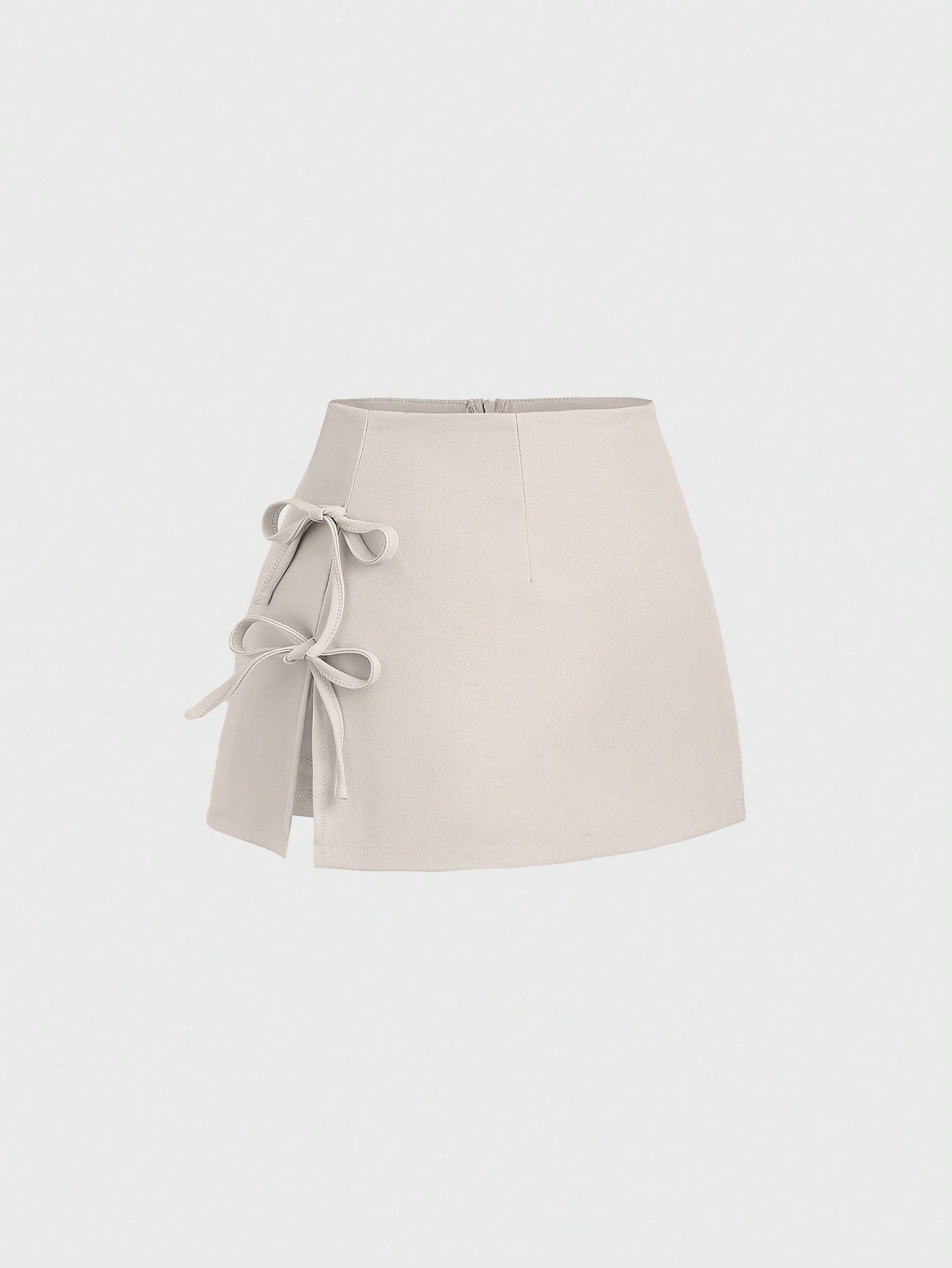 Bow-tied Sexy Slit A-line Mini Skirt