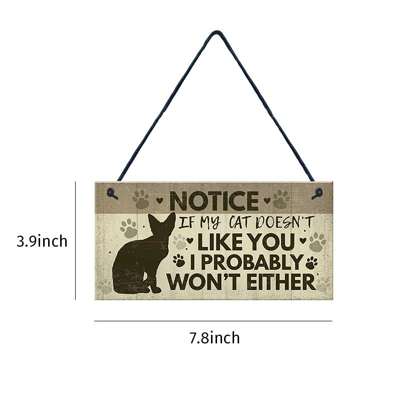 Wooden Cat Pendant For Pets Vintage Style