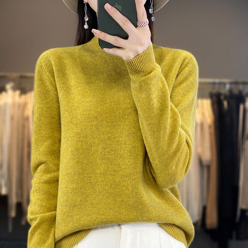 Turtleneck Pullover Women's Solid Color Loose Bottoming Sweater
