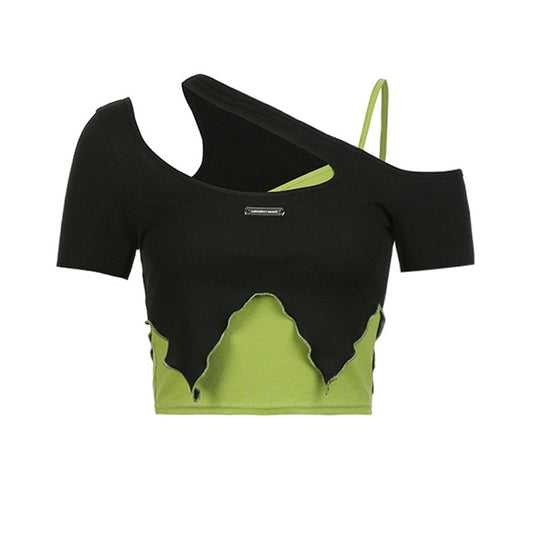Women's Sweet And Cool Off Shoulder Halter Short Sleeve T-shirt