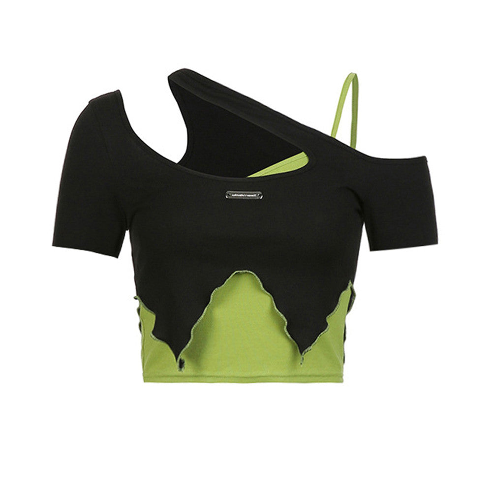 Women's Sweet And Cool Off Shoulder Halter Short Sleeve T-shirt