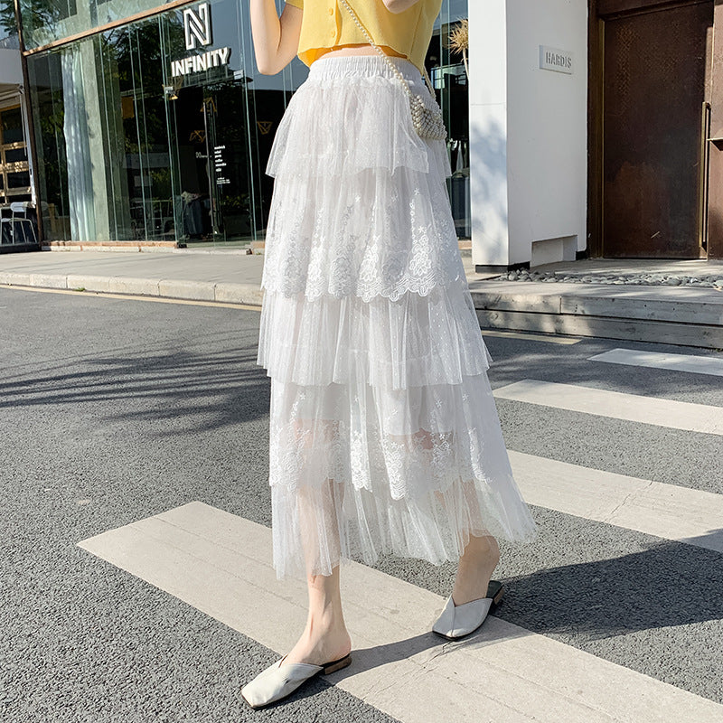 Women's High Waist Mesh Tiered Skirt