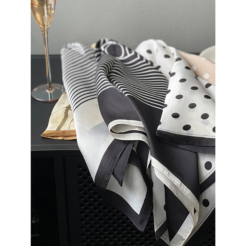 Women's Polyester Striped Polka Dot Small Square Scarf