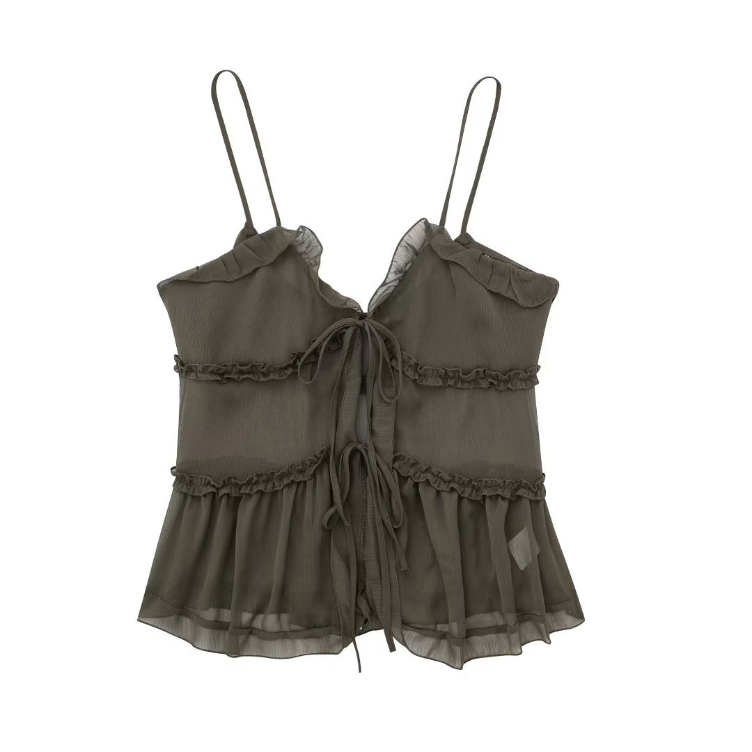 Women's Translucent Laminated Decoration Camisole