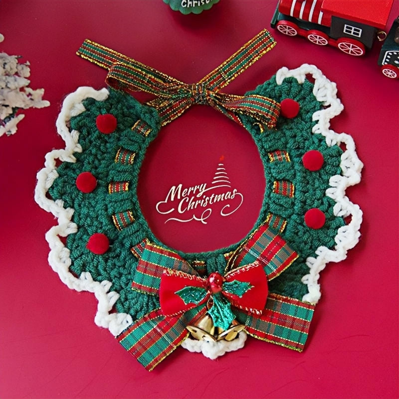 Adjustable Christmas Knit Pet Collar, Crochet Elk Pattern For Cats, Dogs & Pets, Comfortable,Stylish,