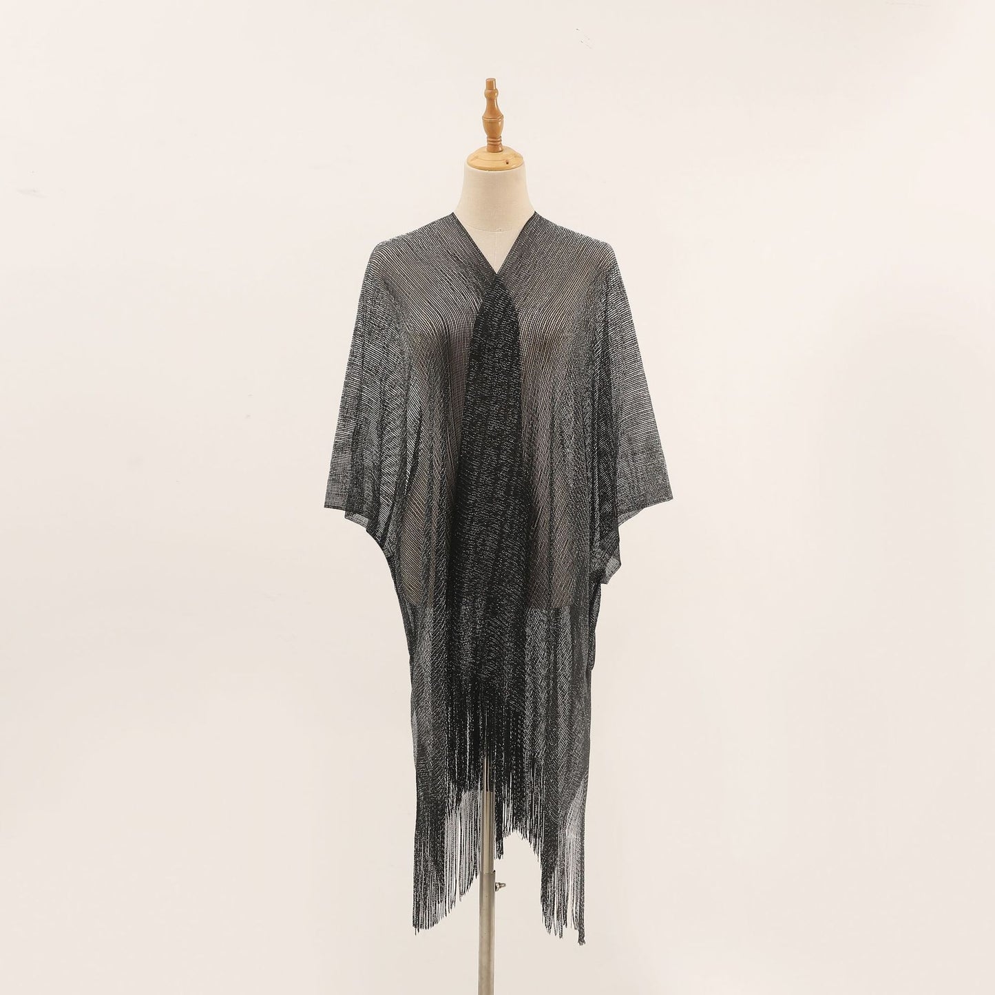 Flat Towel Shawl Gold And Silver Silk Slit Fashionable Beachwear Vacation Sun Protection Shirt