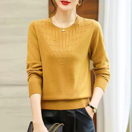 Autumn New Long Sleeve Sweater Round Neck Knitted Base Shirt