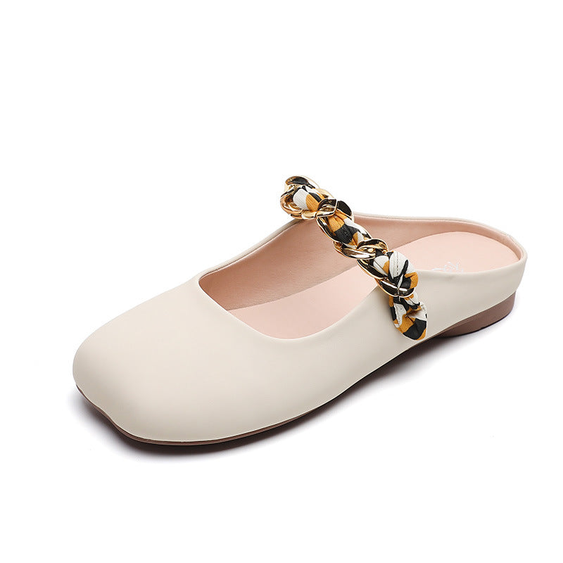 Fat Feet Wide  Lazy Half Slippers Women's Outer Wear
