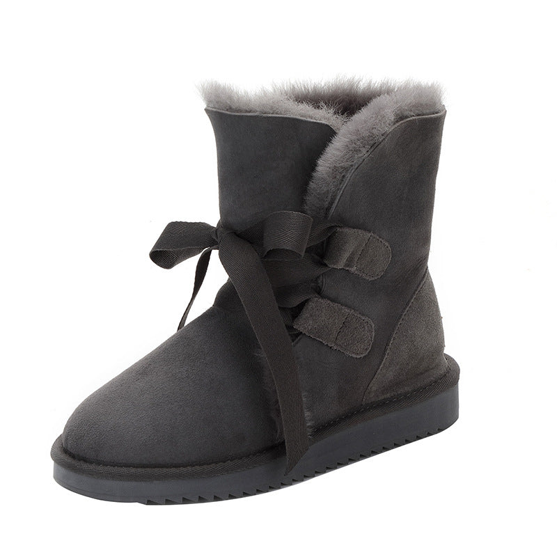 Northeast Winter Bow And Velvet Short Tube Warm Short Boots