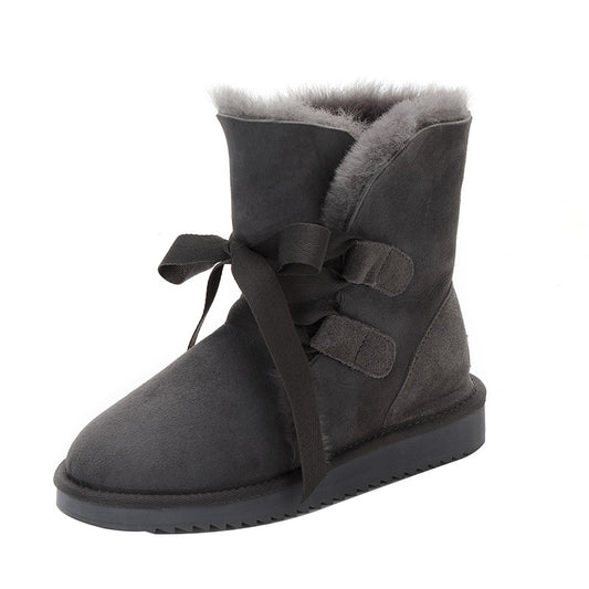 Northeast Winter Bow And Velvet Short Tube Warm Short Boots