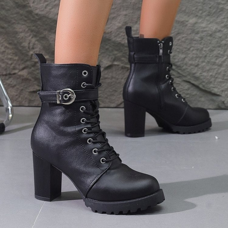 Autumn And Winter New Women's Plus Size Martin Boots Ankle Boots Belt Buckle