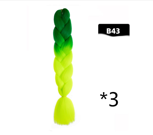 Color Big Braid African Chemical Fiber High Temperature Silk Wig Gradient
