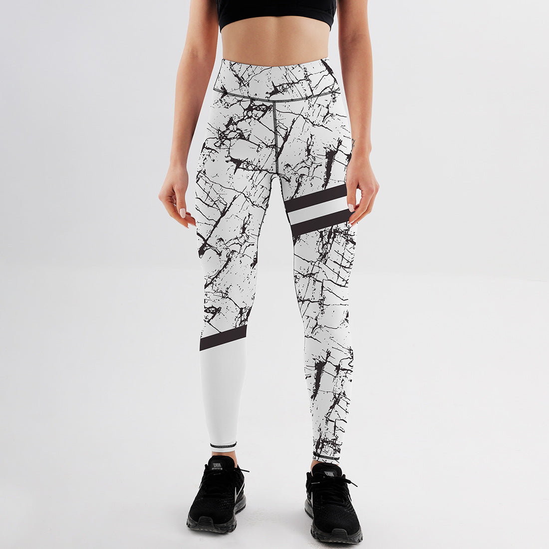 Hot Sale Black And White Marble Print Yoga Leggings