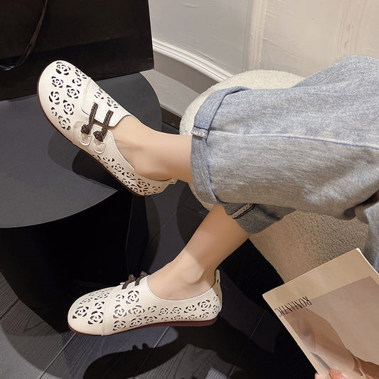 Summer Retro Round Toe Ethnic Style Chinese Frog Mom Shoes