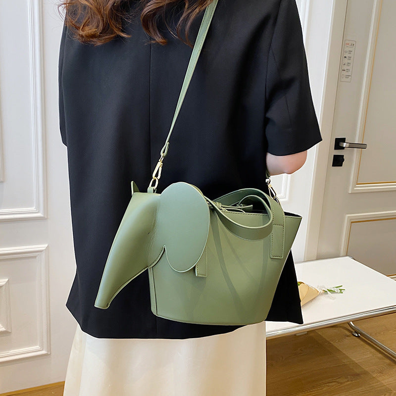 Elephant Stor Kapacitet Mode Kvinder Retro En Skulder Crossbody Taske