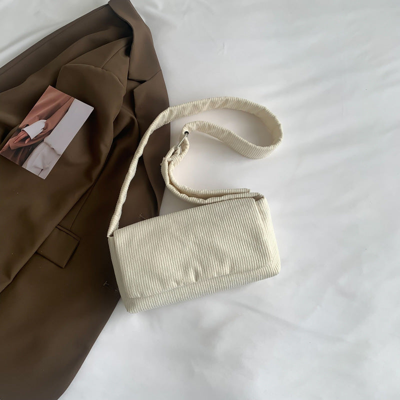 Solid Color Simple Corduroy Casual Bag