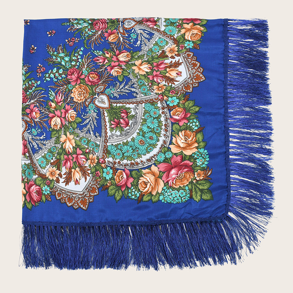 Shade And Sunscreen Printed Fringed Shawl