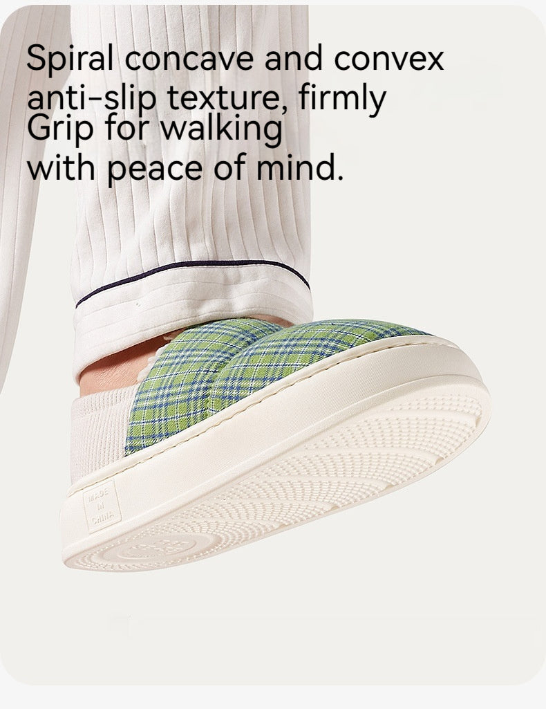 Ankle Wrap Cotton Slippers Home Indoor Warm Fleece-lined Platform Confinement Shoes