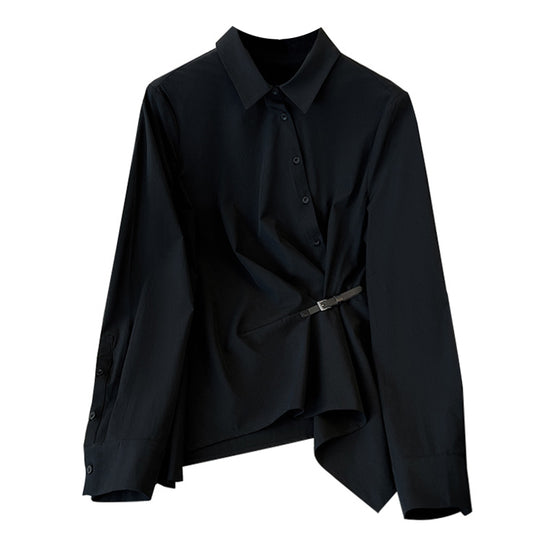 Large Black Long Sleeved Shirt For Women In Spring