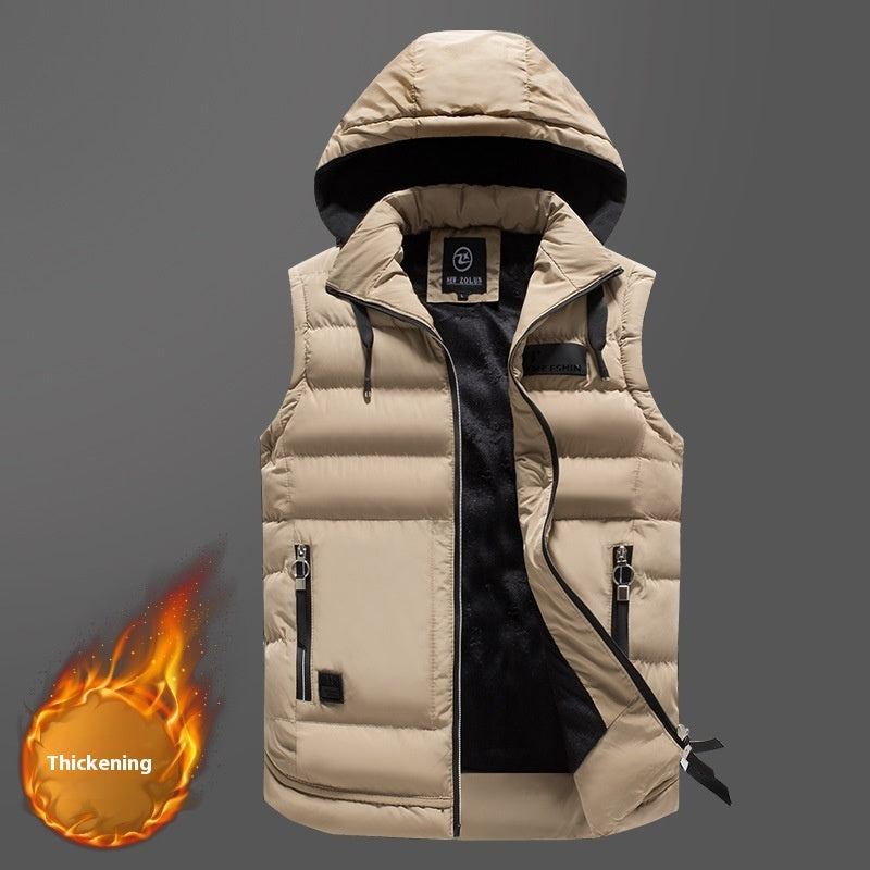 Detachable Hat Fashion Casual Cotton Vest