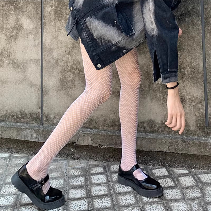 Black And White Fishnet Stockings Hollow Harajuku Hot Girl Sweet And Cool