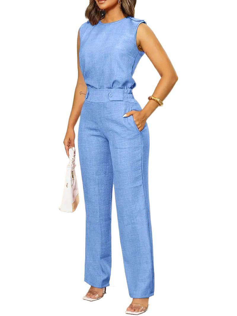 Spring And Summer Leisure Sleeveless Loose Trousers Suit Cross-border Foreign Trade