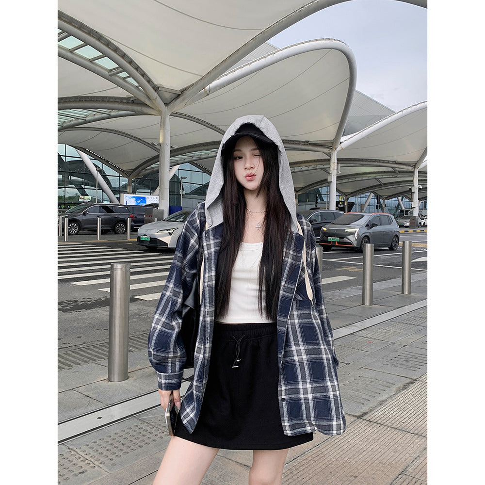 Shirt Women's Simple Commute Versatile Lattice Top