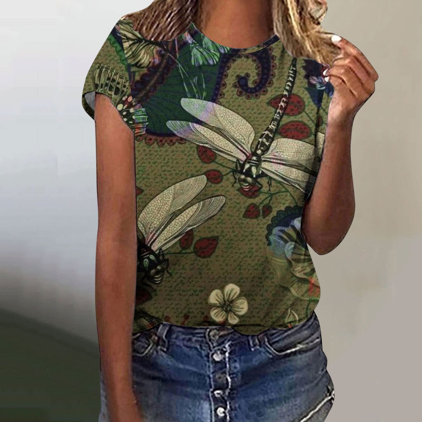 Digital Printing Butterfly Short Sleeve