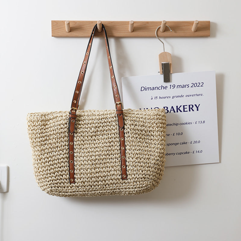 Women's Fashion Simple Large-capacity Handbag Woven Bag