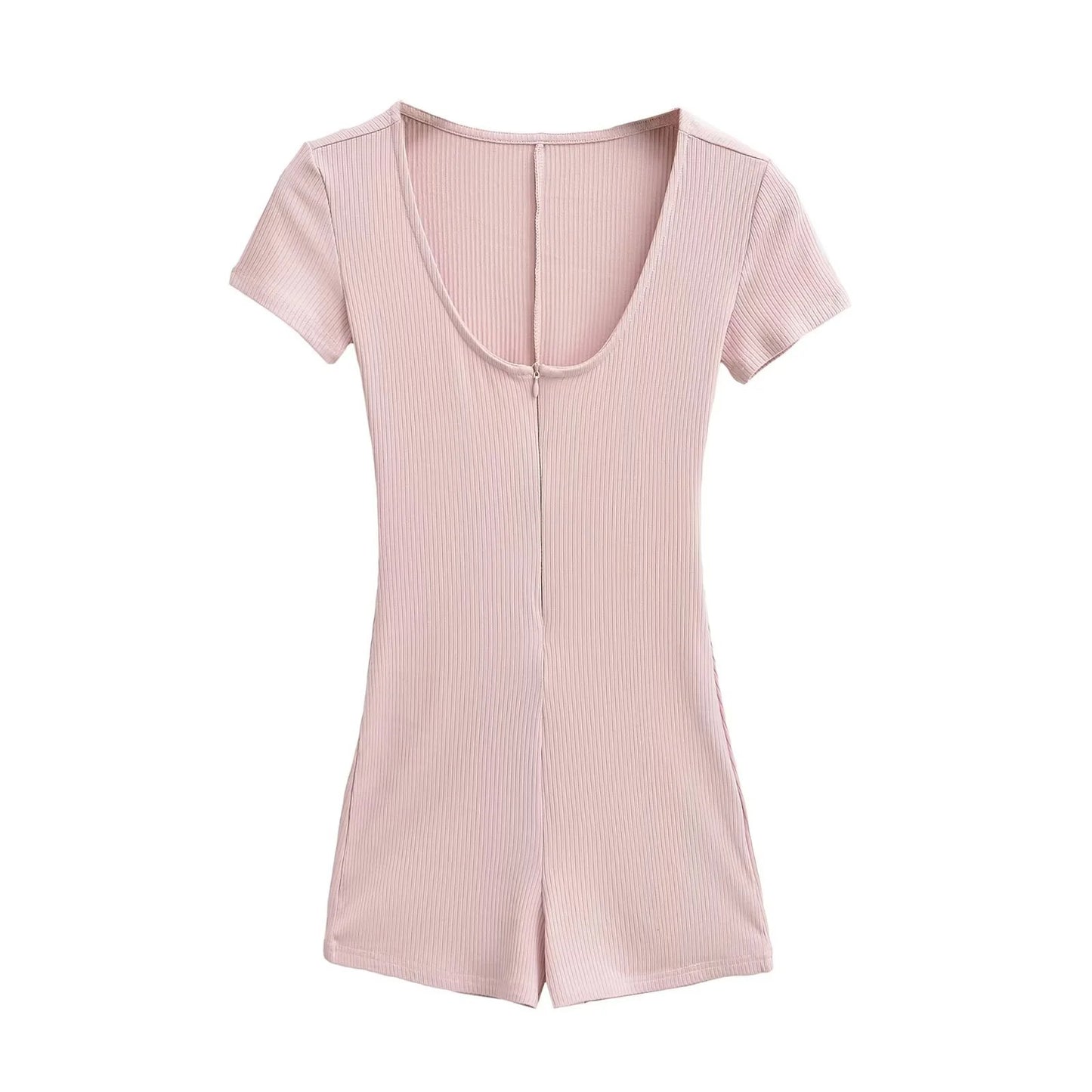 Sexy Ribbed Yoga Fitness Jumpsuit With Short Sleeves For Curvy Women
