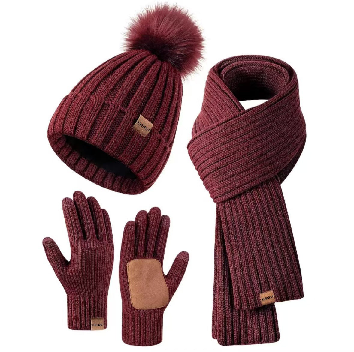 Men's And Women's Knitted Hat Scarf Gloves 9-color