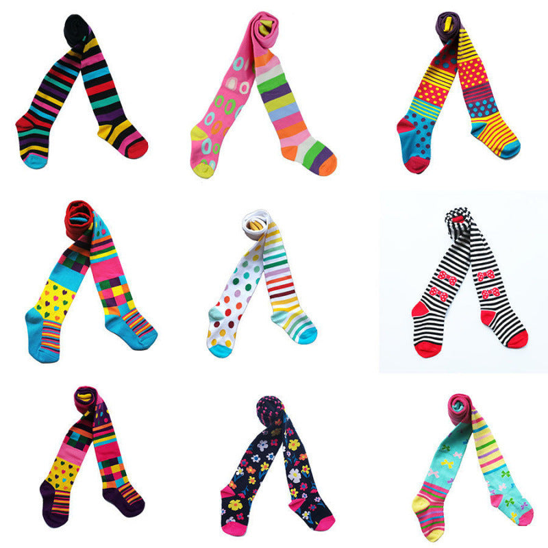European And American Style Girls' Contrast Color Pantyhose Cotton